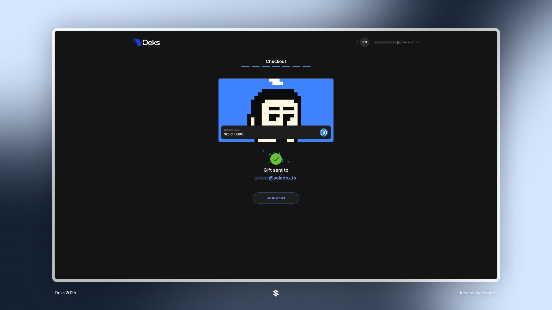 Gift sent confirmation screen