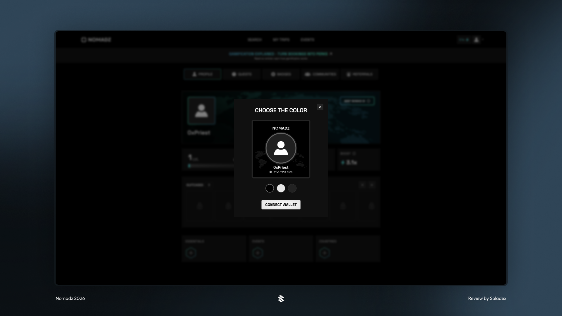 Minting an On-Chain Identity (NFT) for use with the Nomadz platform