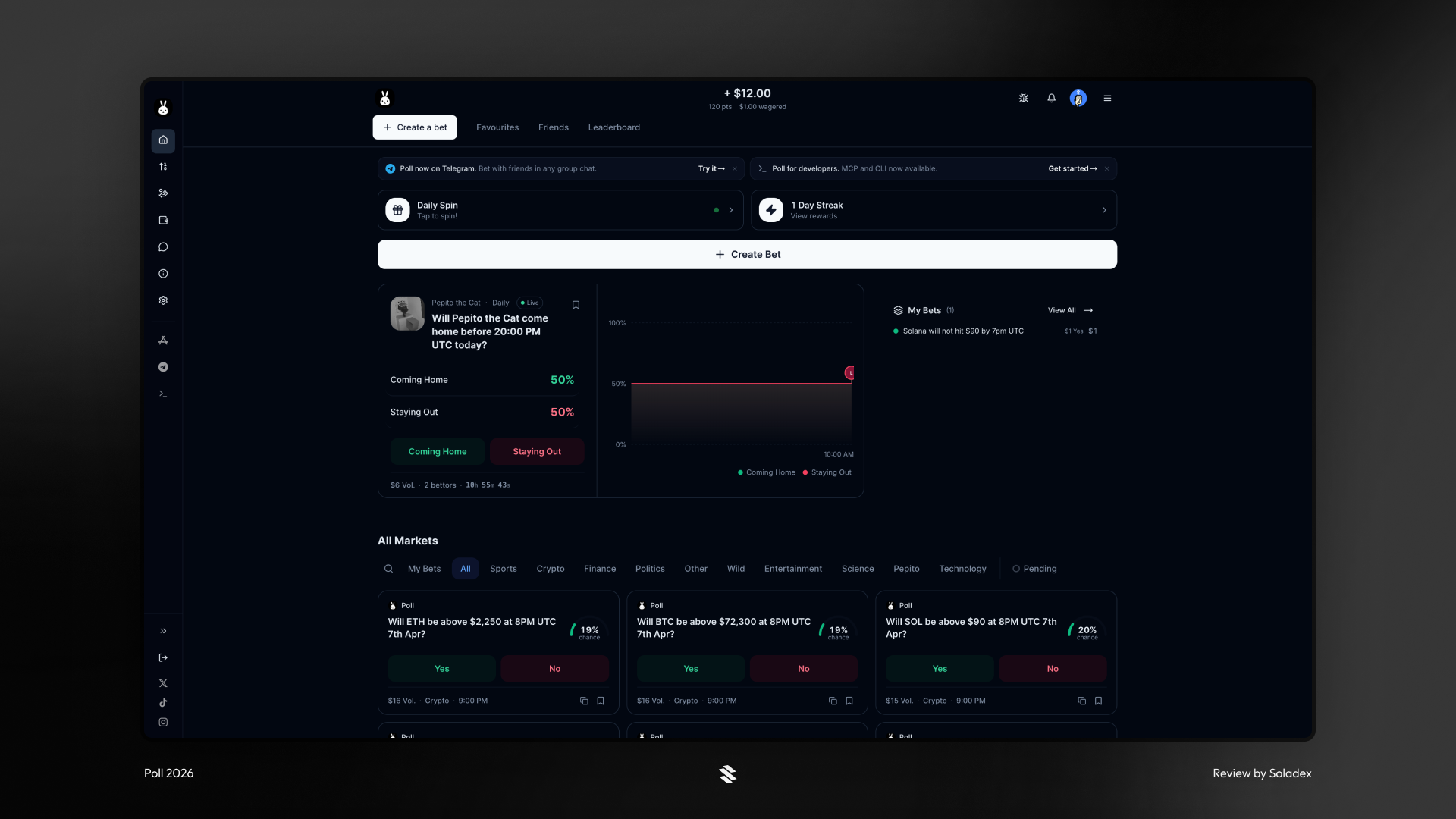 Poll is a prediction market based on the Solana blockchain