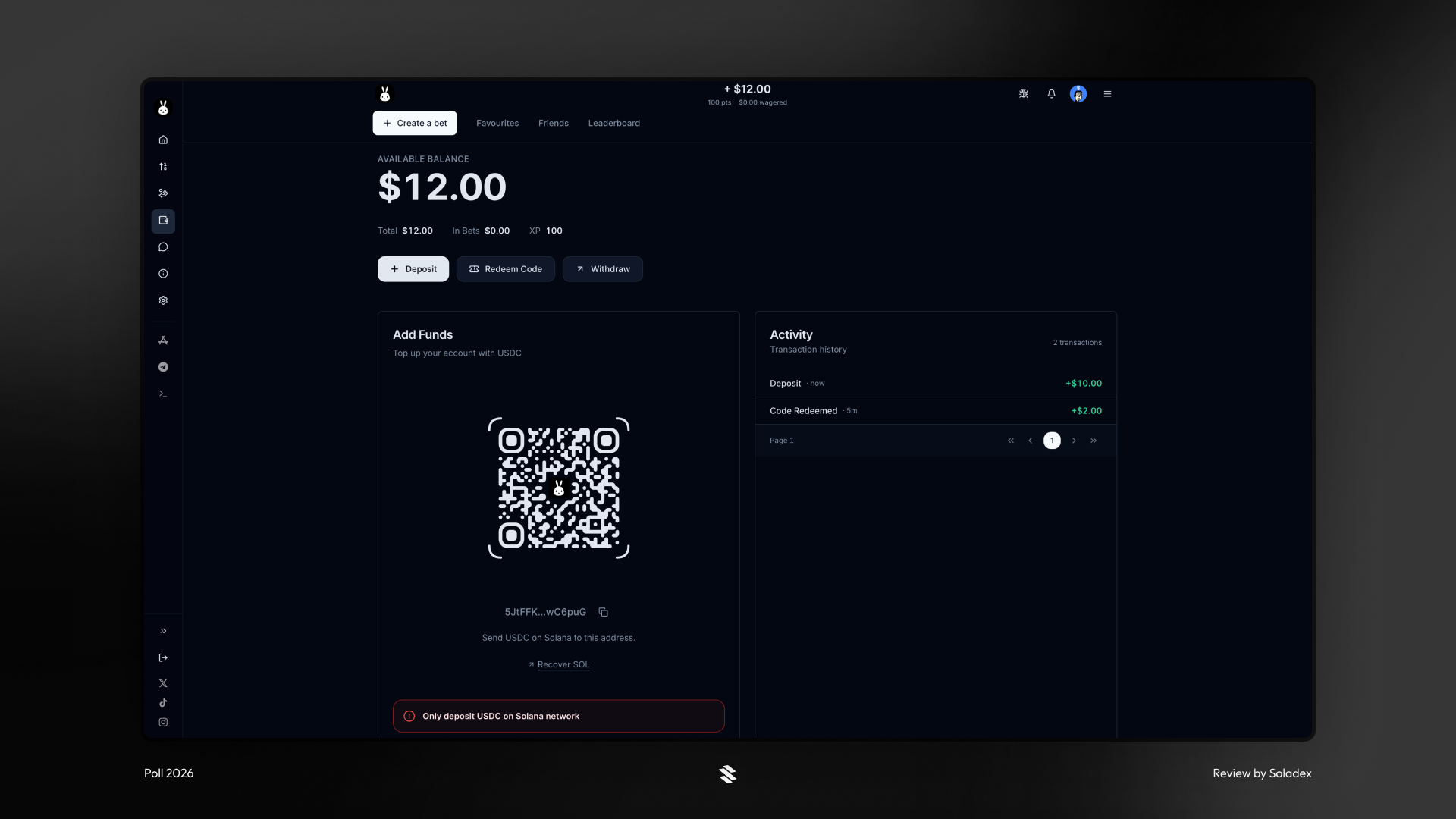 Depositing USDC in Poll