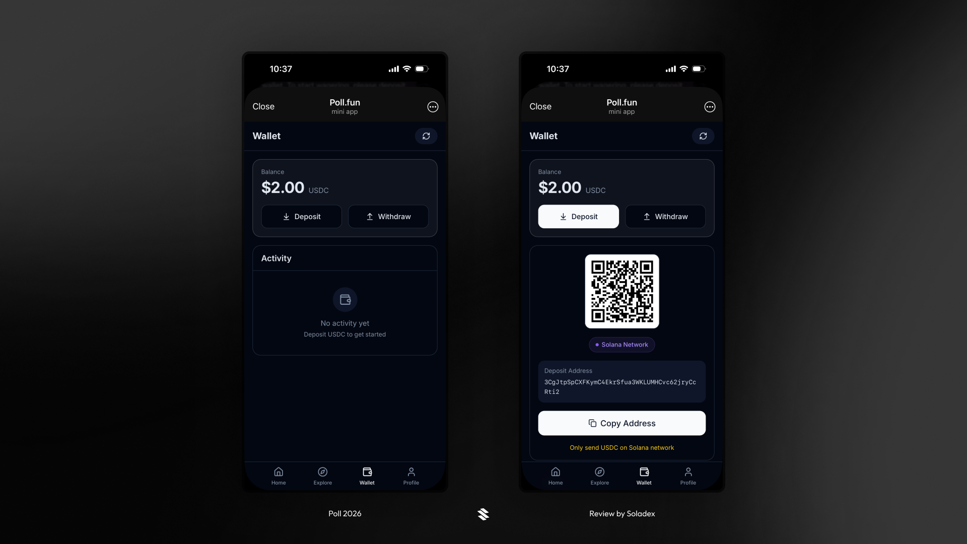 The Poll wallet is compatible with desktop, iOS, and telegram versions!