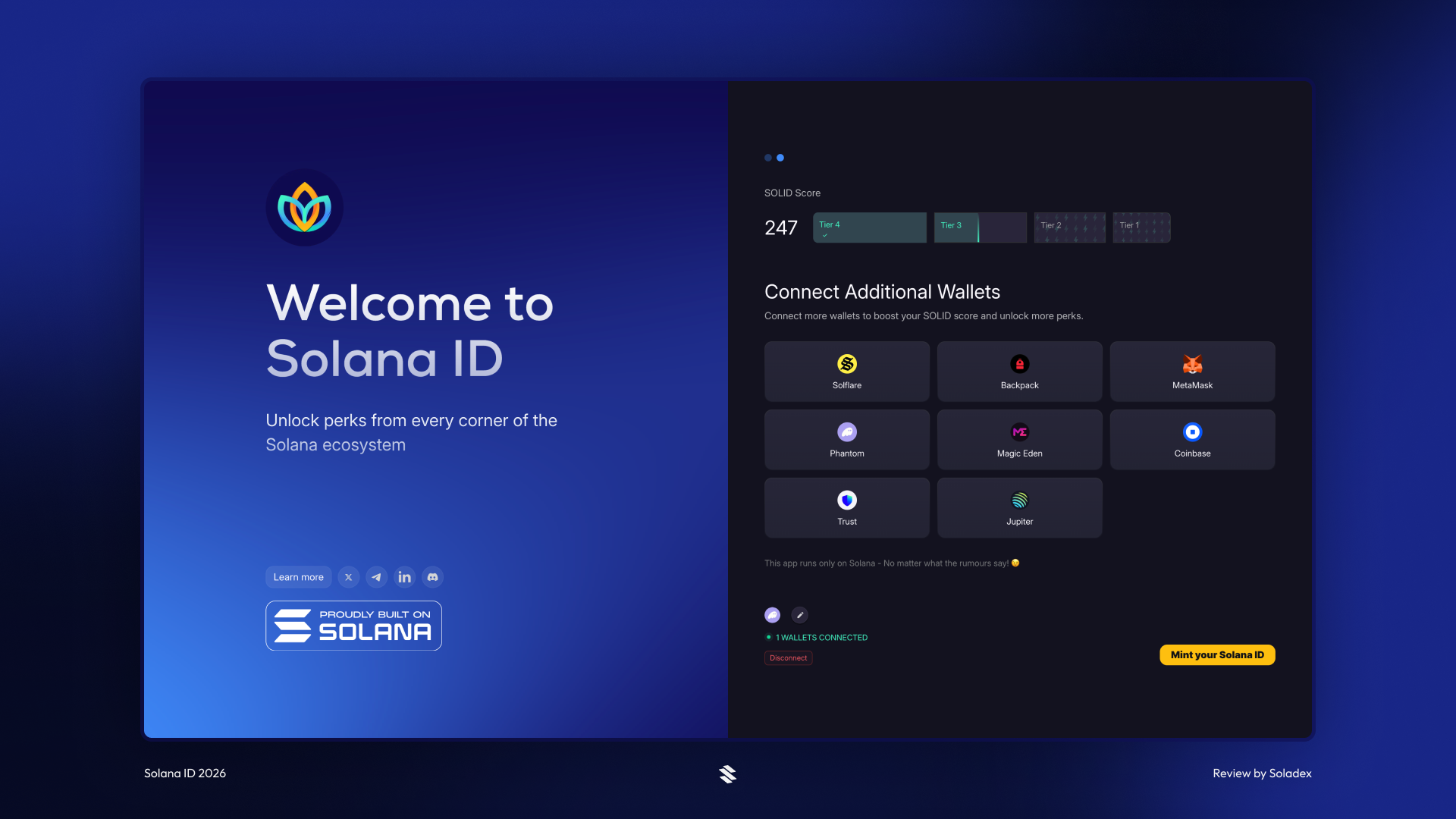 Wallet setup on Solana ID