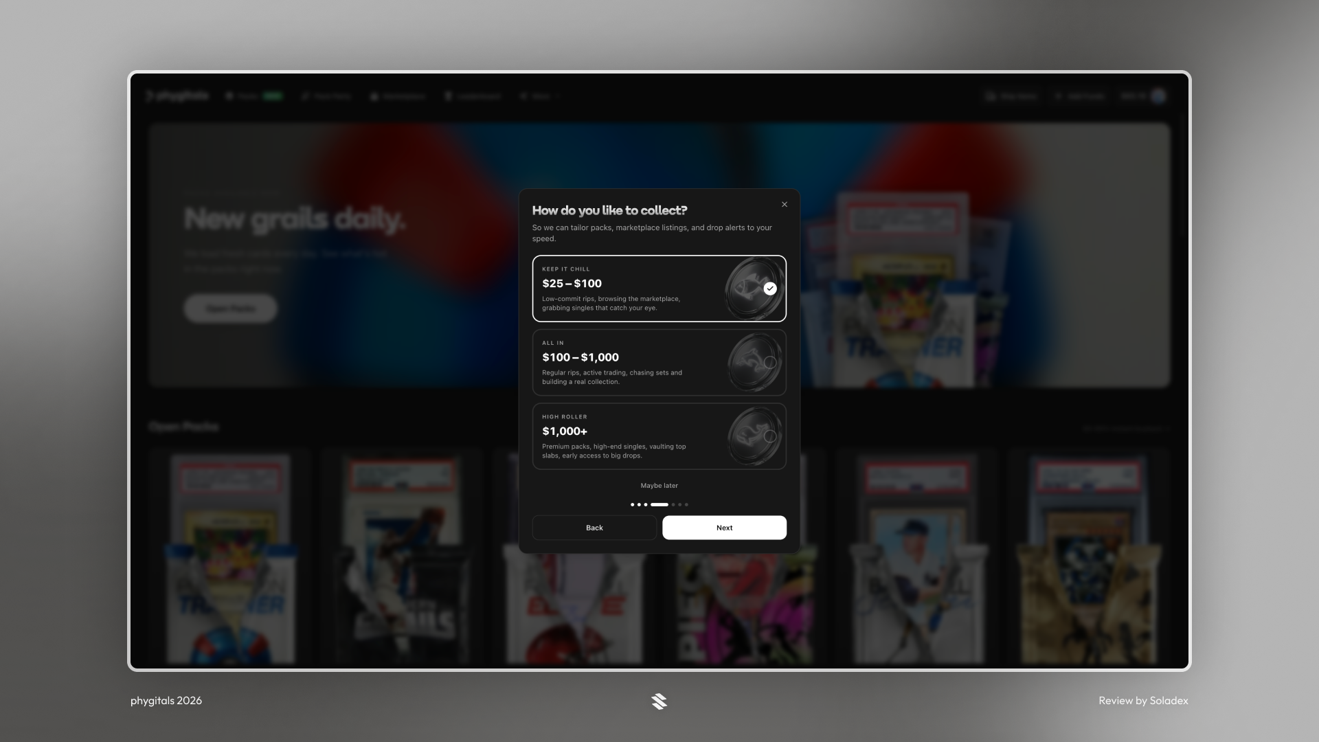 Setting an early budget in the profile settings