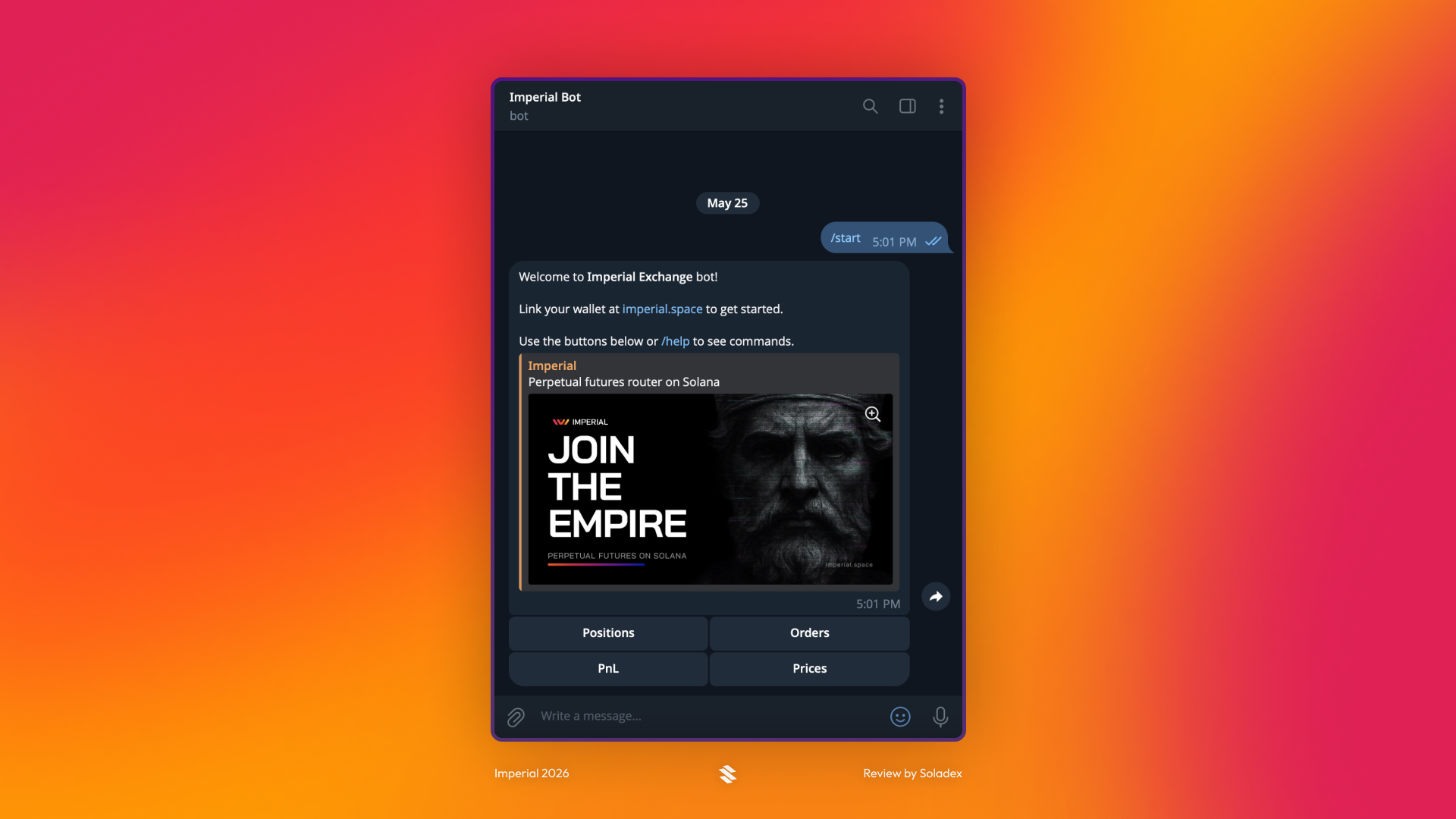 Setting up the Imperial telegram bot that allows for easy position monitoring on the go.