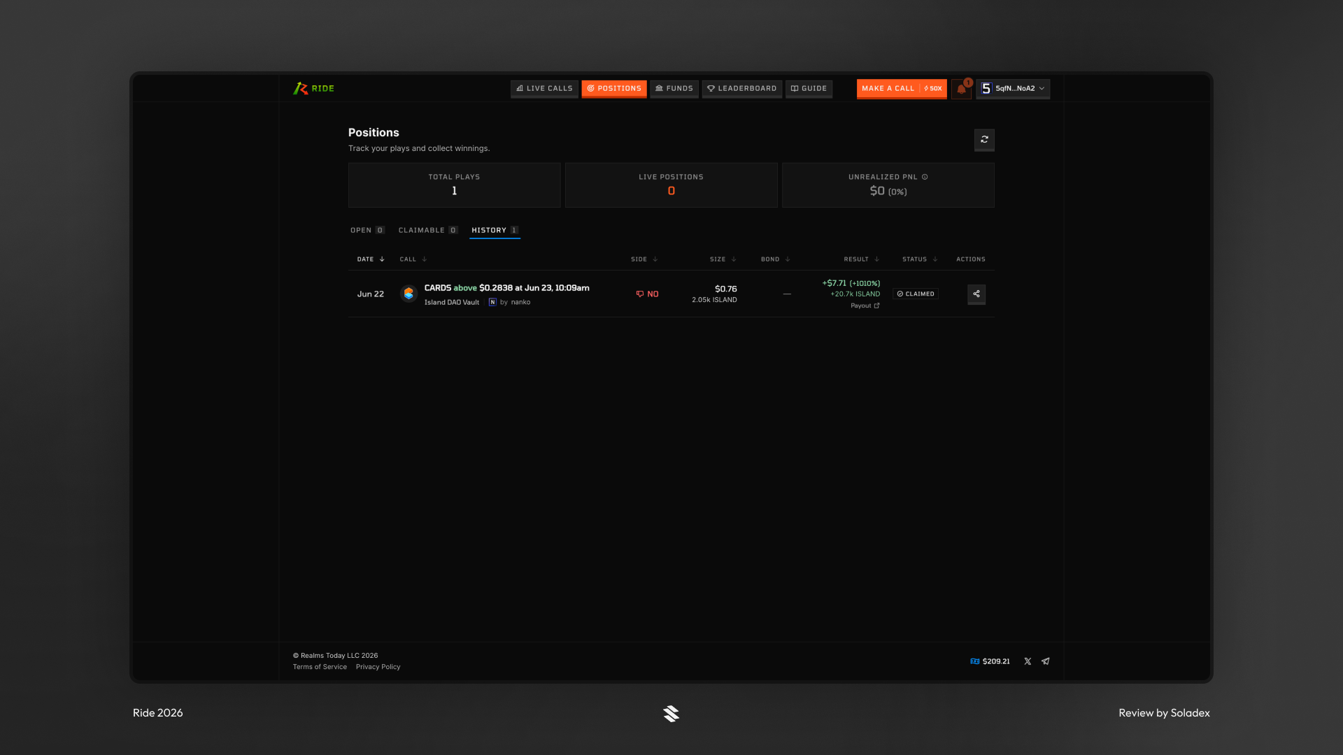 Viewing past history of orders on Ride.