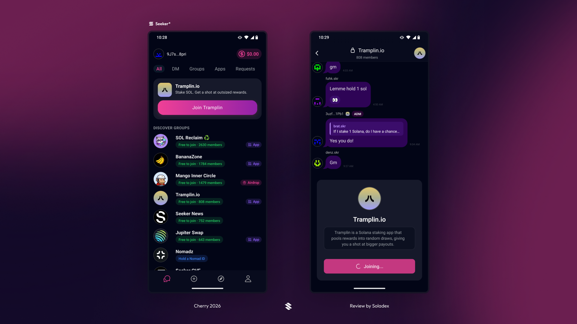 The home screen inside the Cherry app
