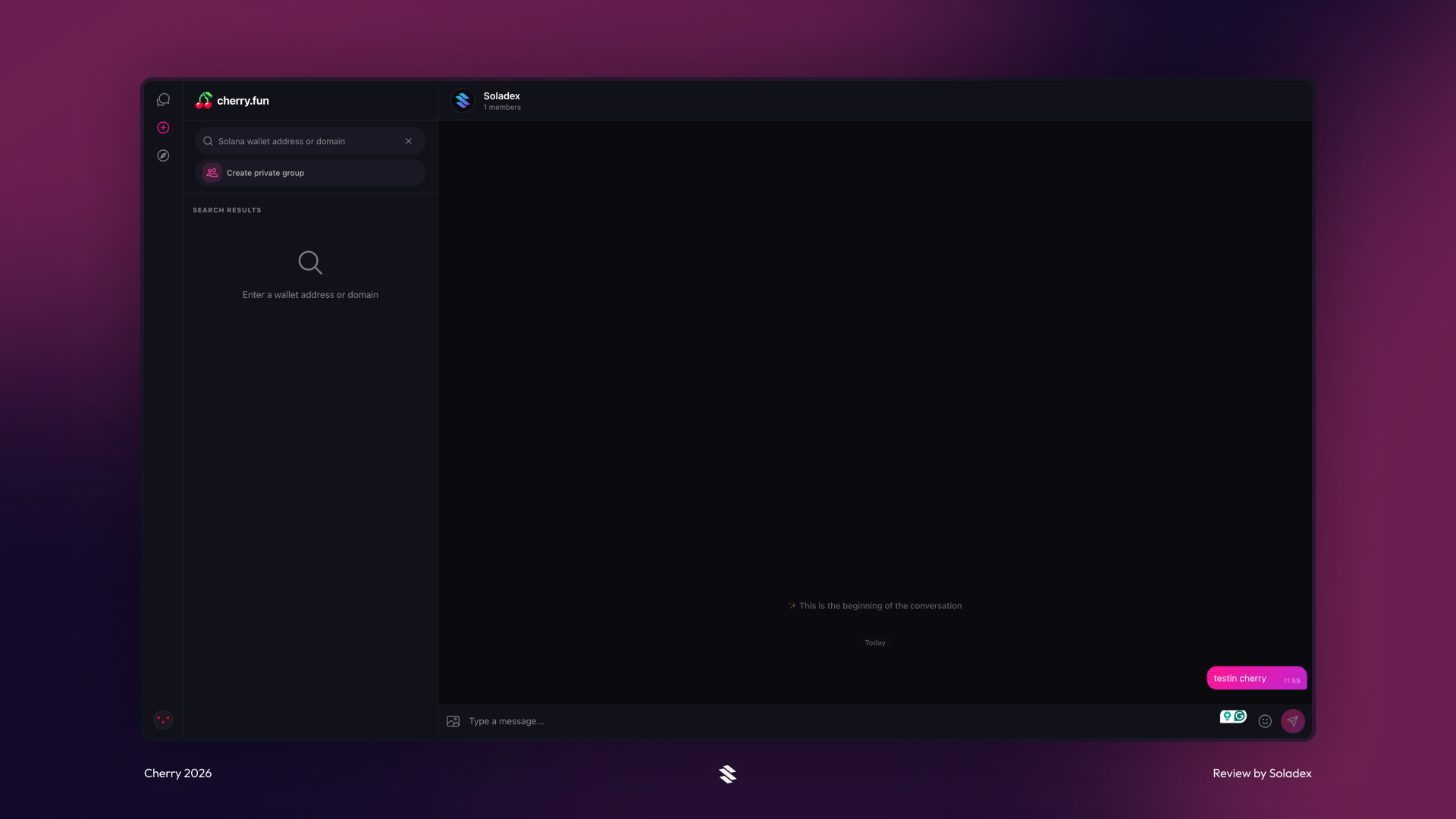 Creating a private group from the Cherry web application.