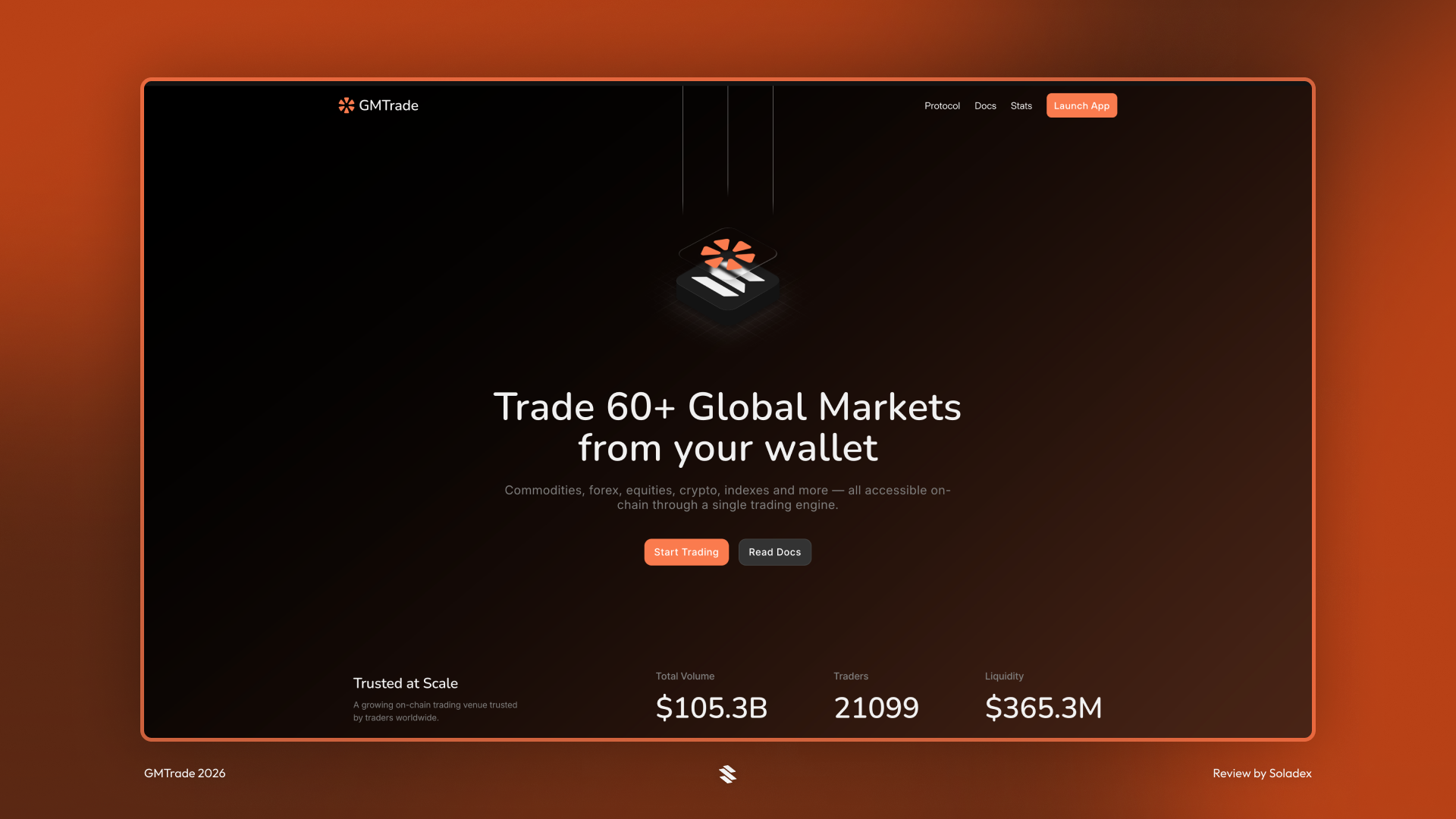 The welcome screen displayed on the GMTrade application