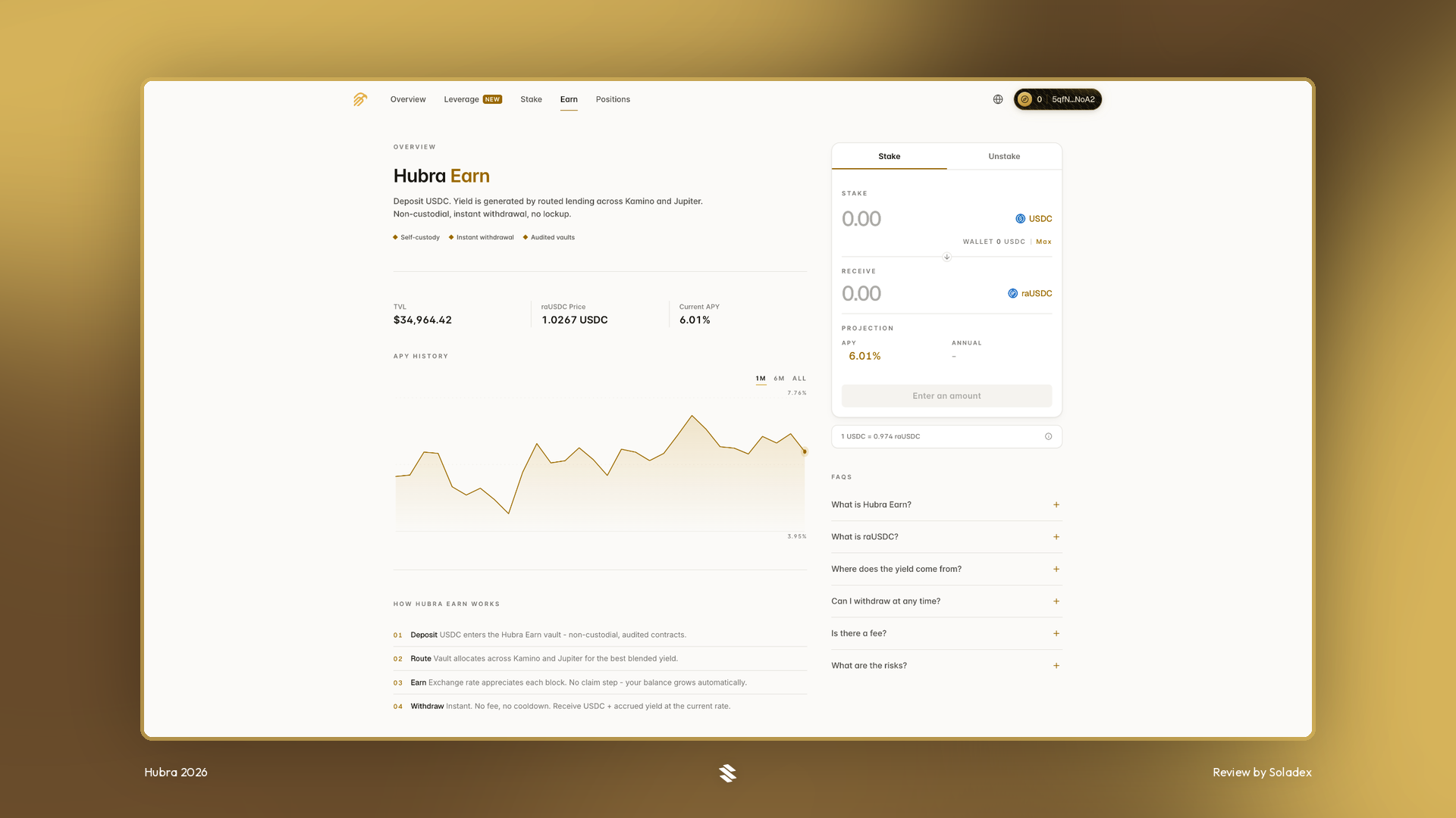 The Hubra Positions dashboard
