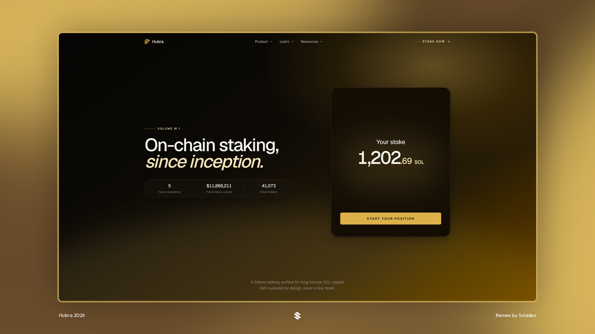 The Hubra staking app on Solana