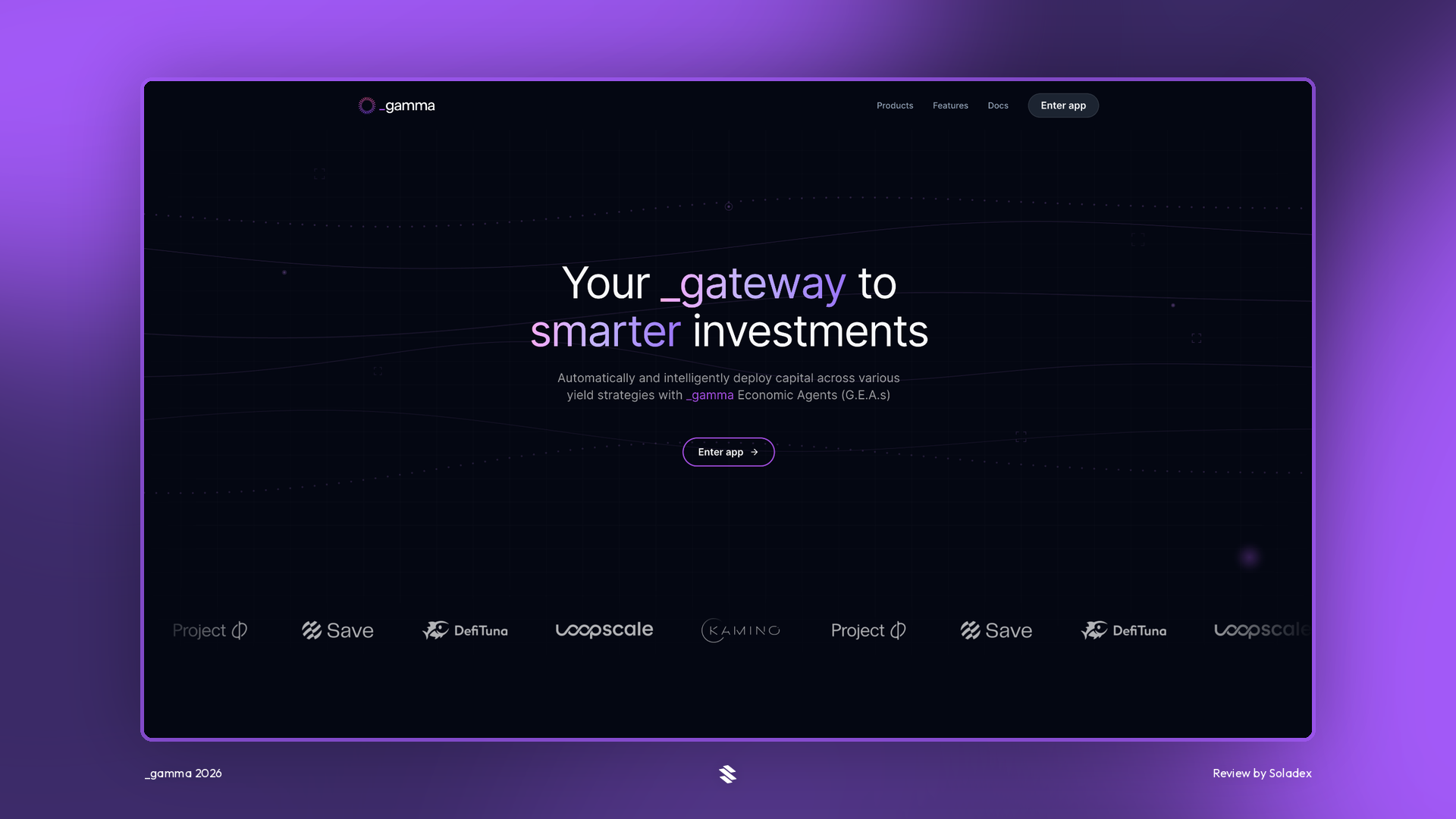 The _gamma app on Solana with automated yield agents