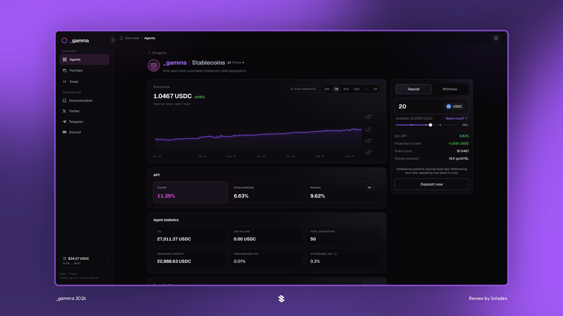 The gmSTBL stablecoin strategy on _gamma