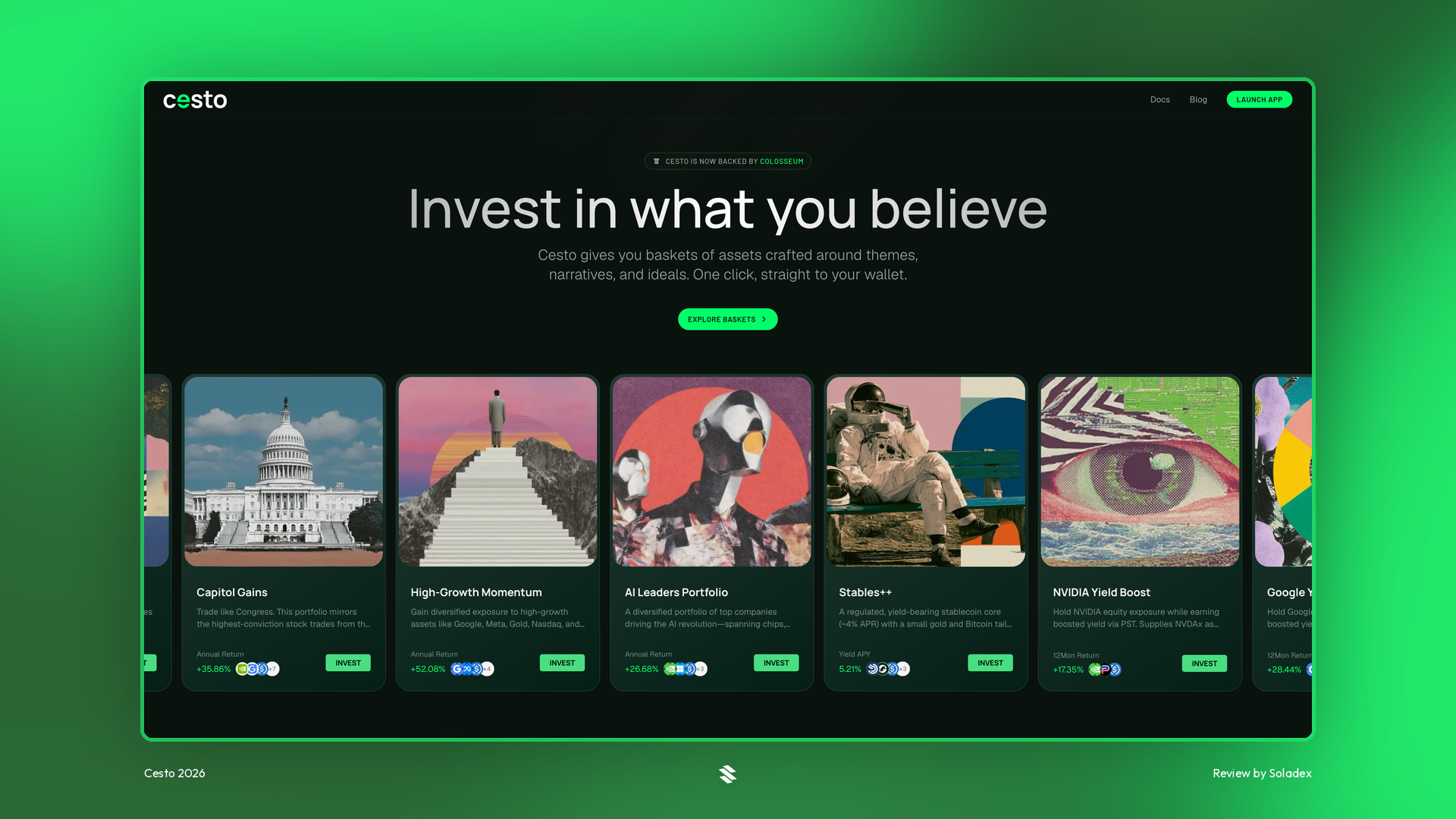 The Cesto investment platform on Solana