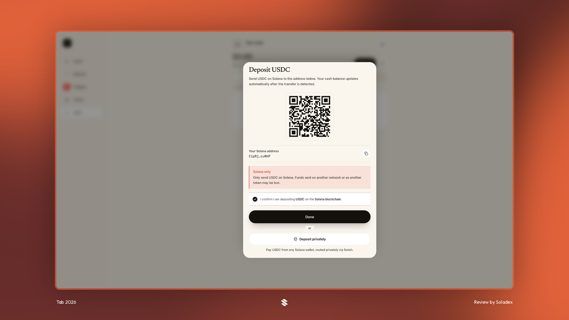 Funding a Tab Markets vault with $20