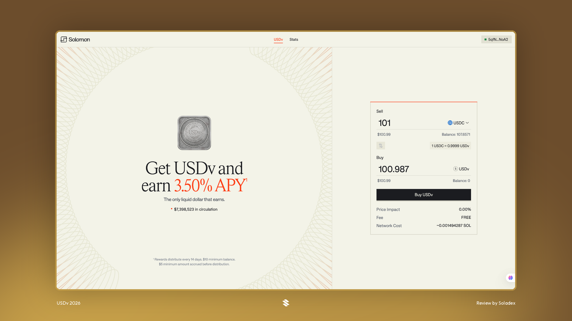 USDv purchase with estimated yearly earnings