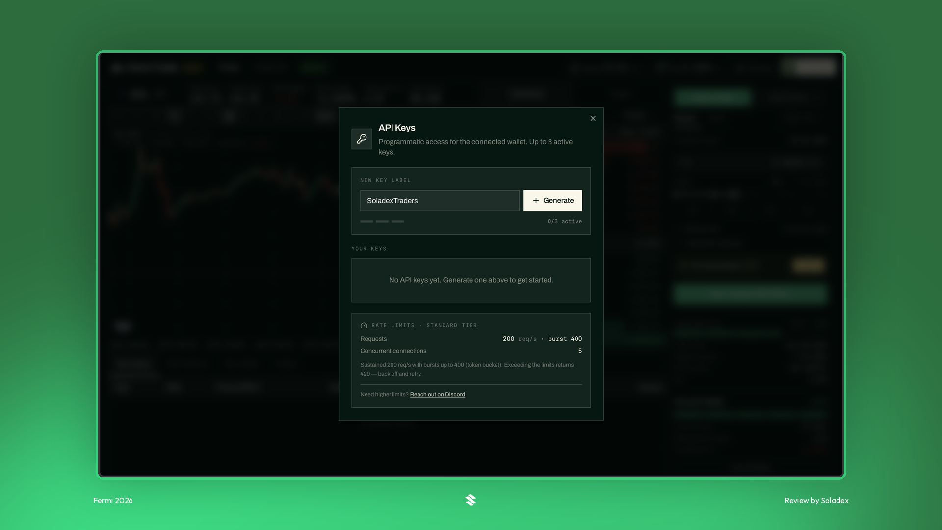 Fermi API keys panel