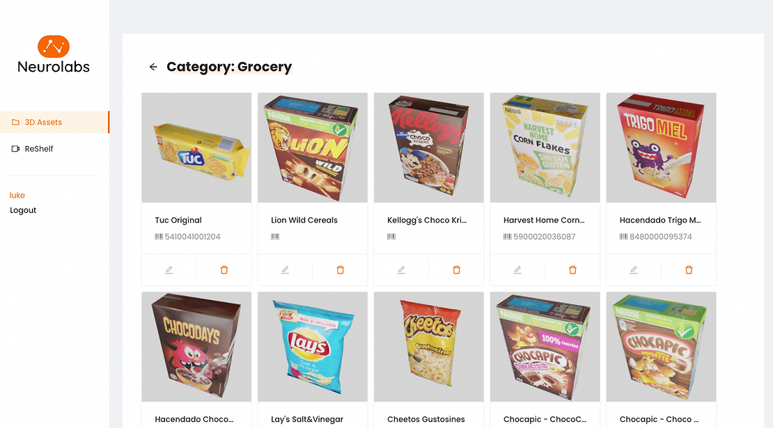 An image of the Neurolabs platform with digital supermarket products visible.