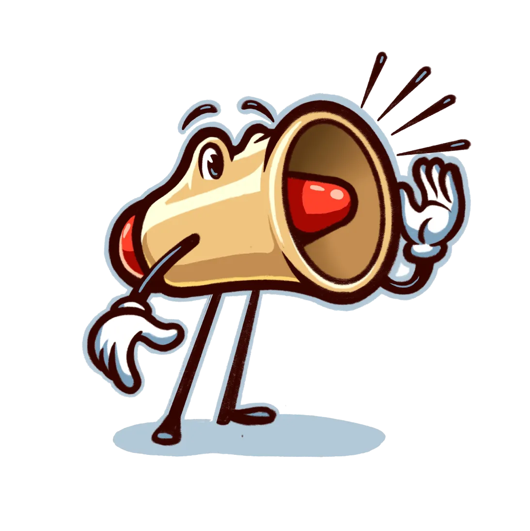 Prolific mascot with megaphone