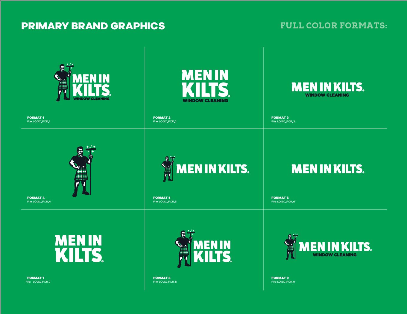 Primary graphics, full color reversed on green
