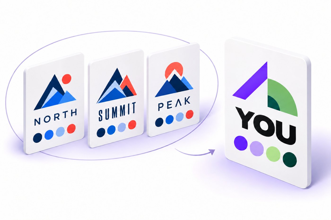 Three look-alike competitor logos compared with a distinct brand that stands out