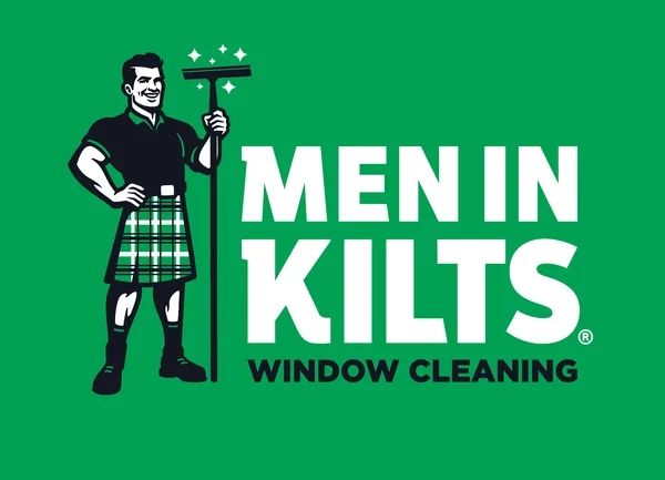 Men in Kilts logo with Kilty mascot on the brand green background