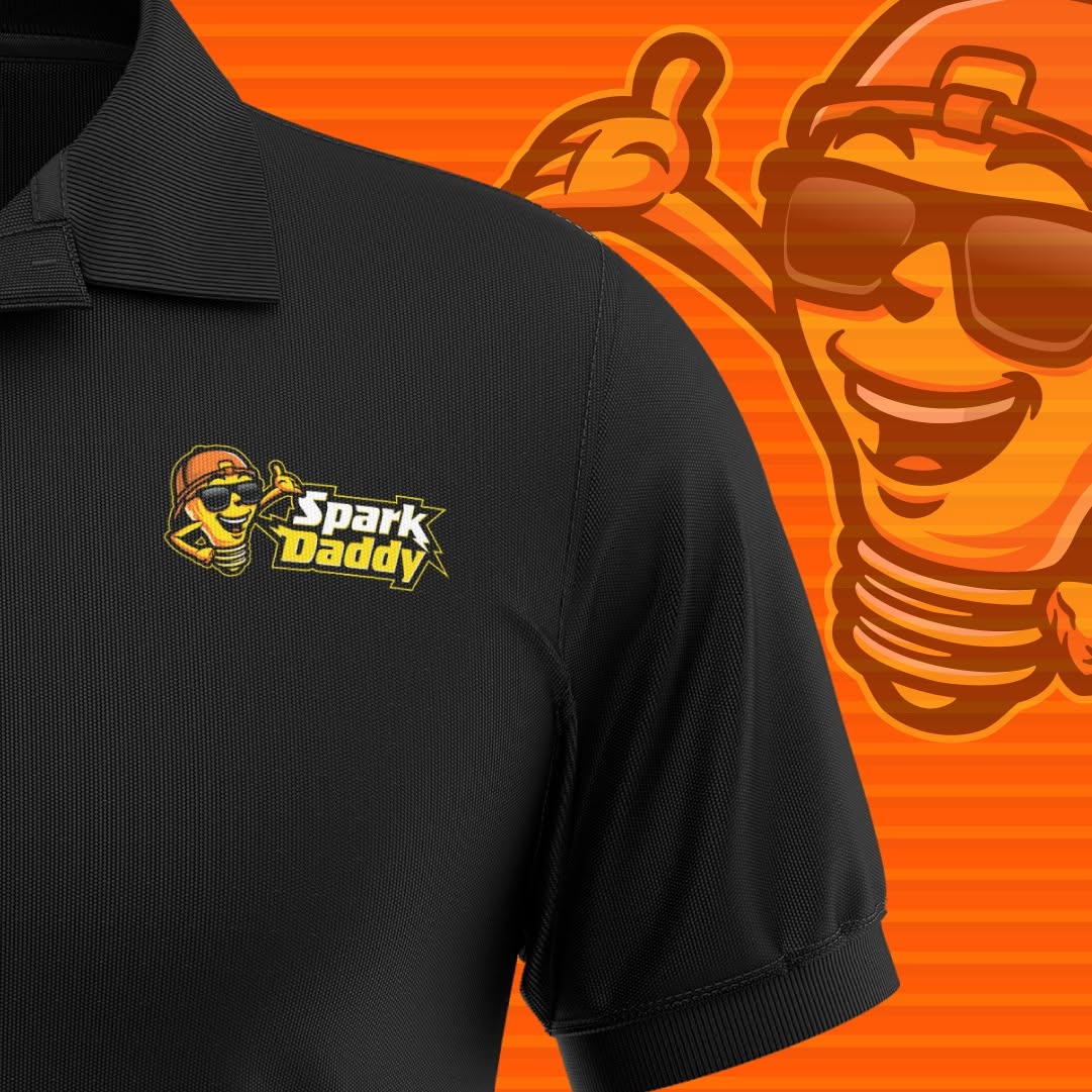 Spark Daddy black polo-shirt mockup