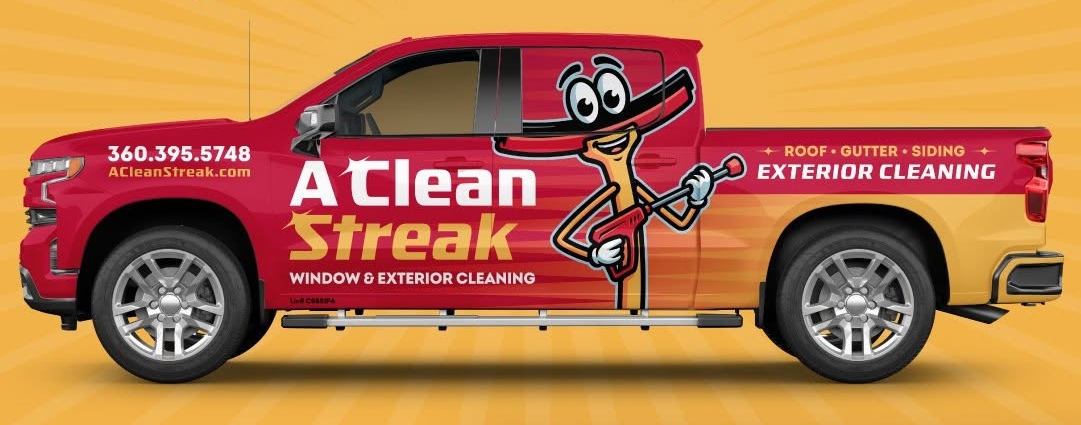 After design mockup: approved A Clean Streak vehicle-wrap design.