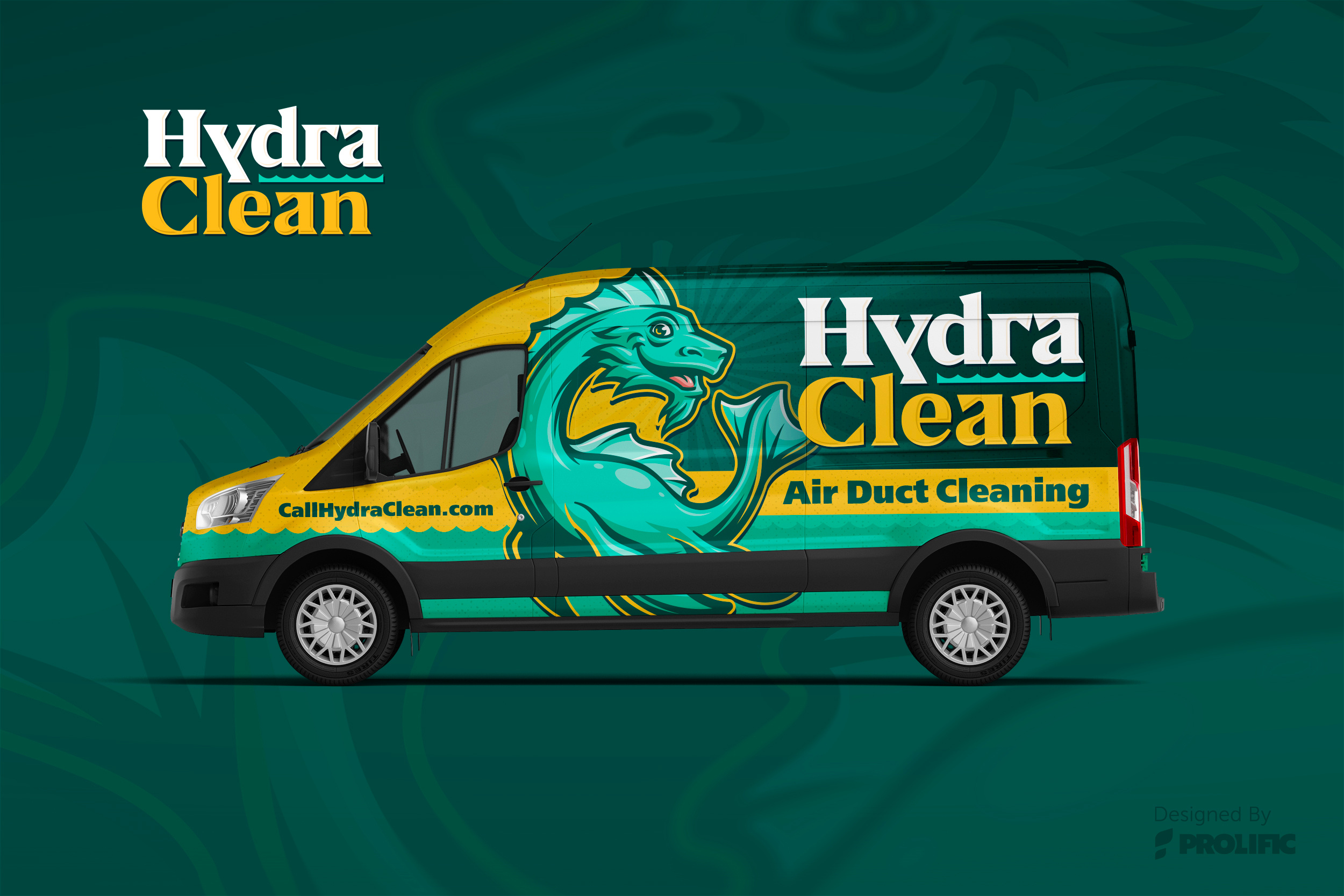 After: Hydraclean NW (Bjorn Marshall) finished vehicle wrap mockup.