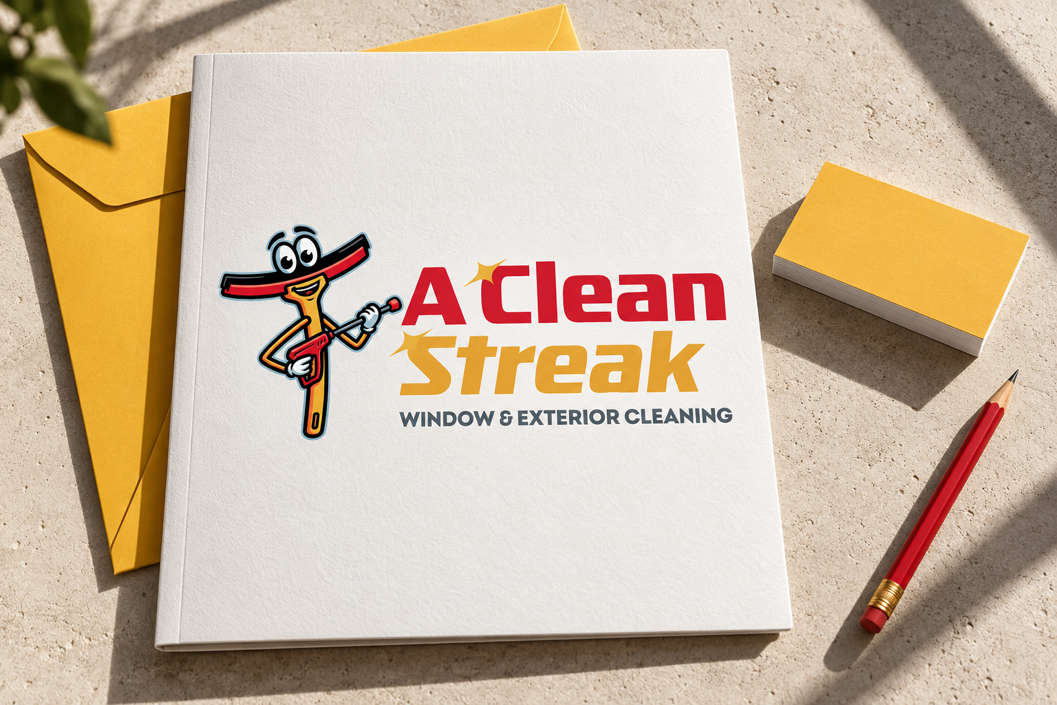 AI-generated brand concept for A Clean Streak: home care collateral.