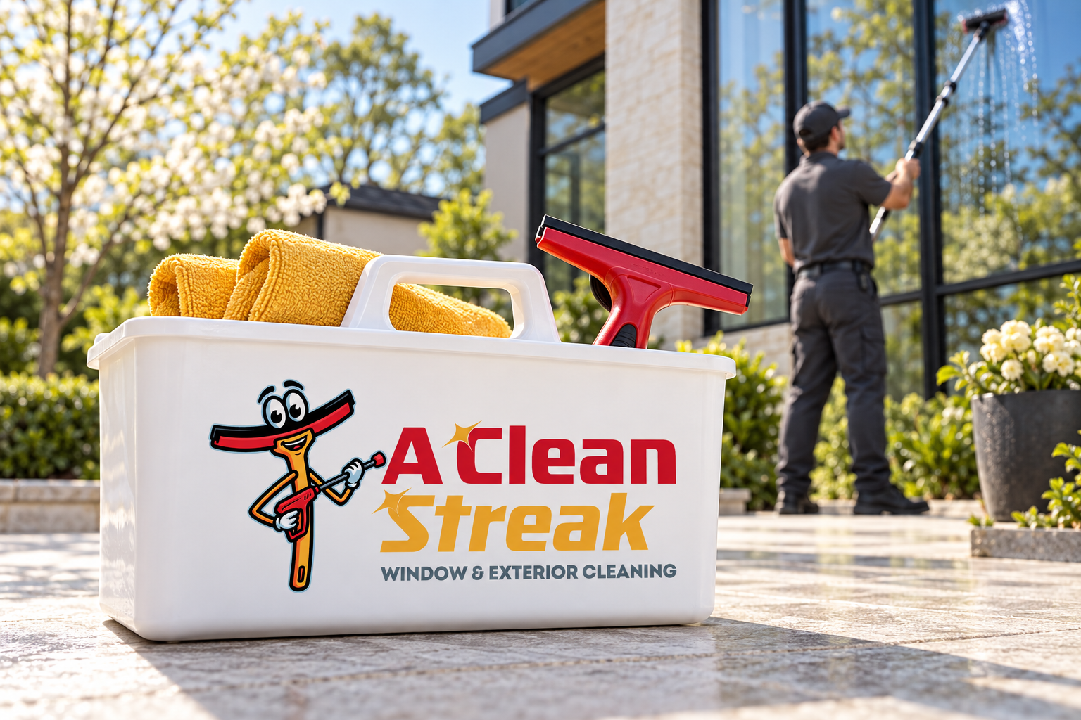 AI-generated brand concept for A Clean Streak: window cleaning lifestyle.