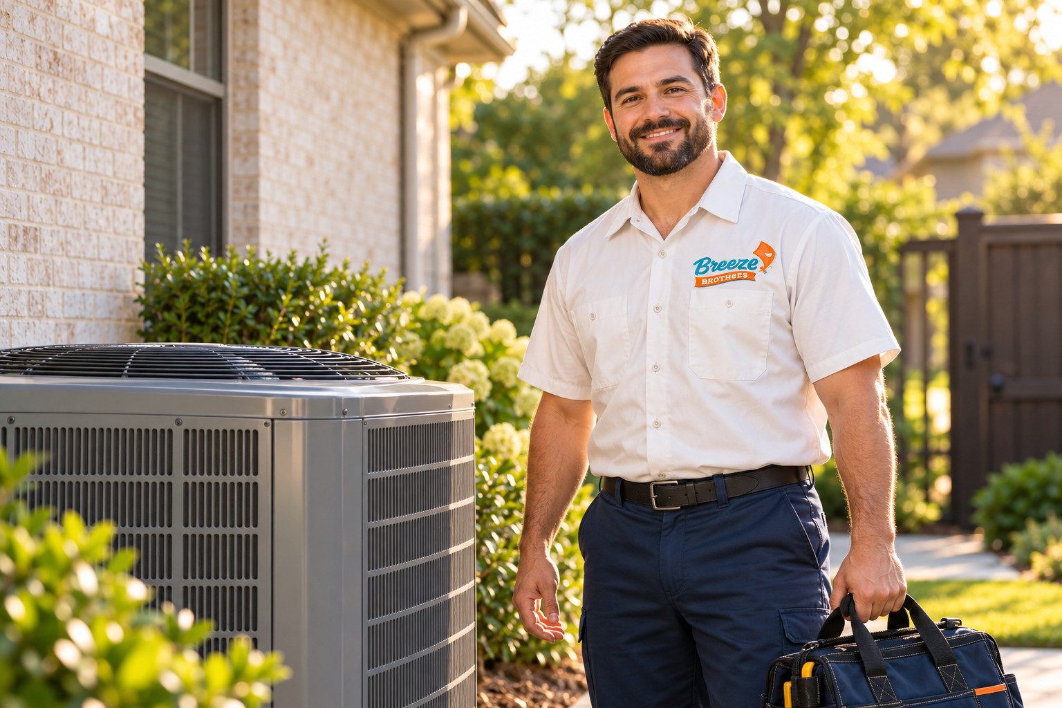 AI-generated brand concept for Breeze Brothers: hvac technician lifestyle.