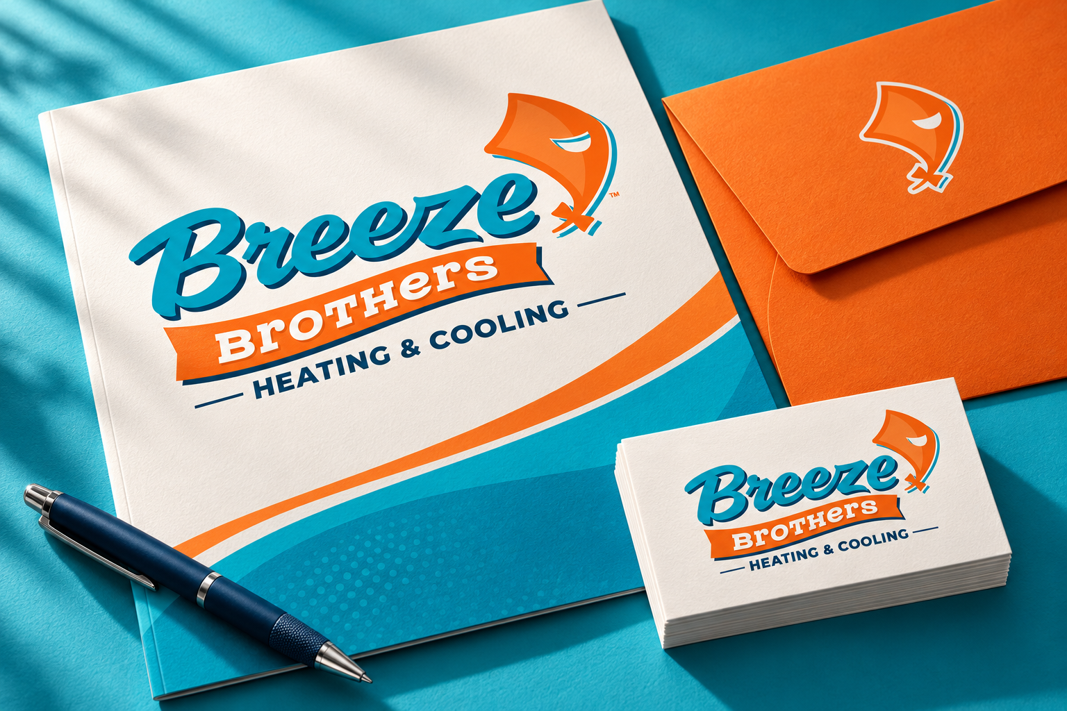 AI-generated brand concept for Breeze Brothers: collateral.