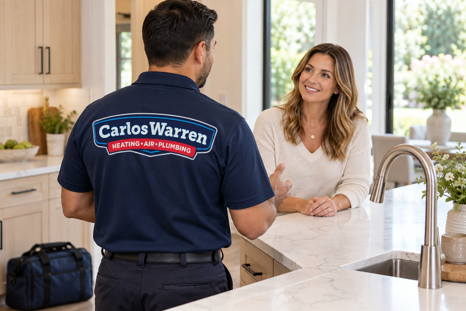 AI-generated brand concept for Carlos Warren: kitchen service consultation.