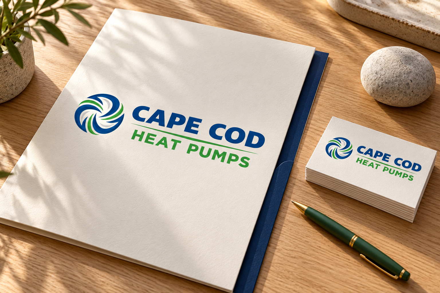 AI-generated brand concept for Cape Cod Heat Pumps: homeowner kit.