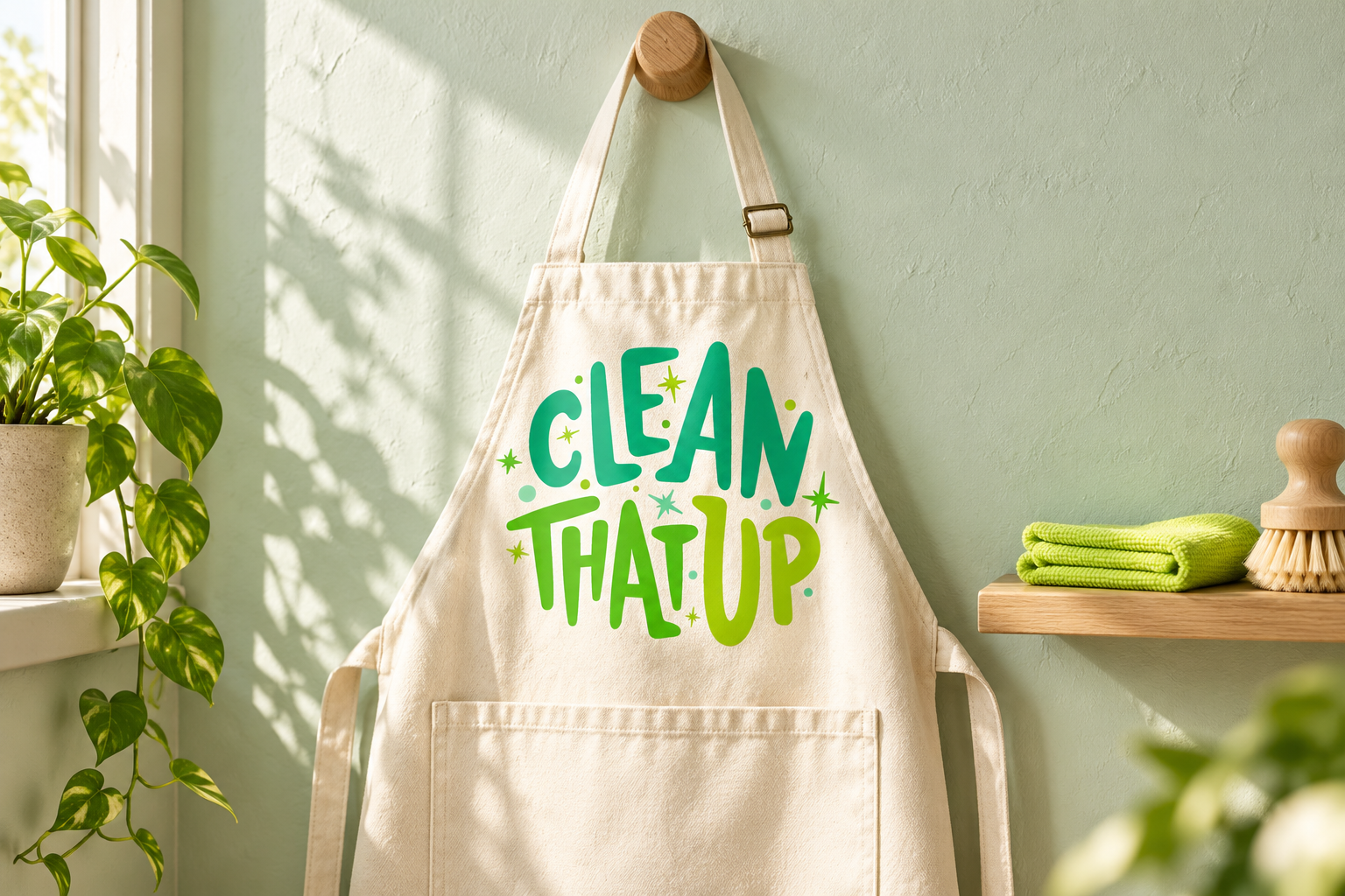 AI-generated brand concept for Clean That Up: apron studio.