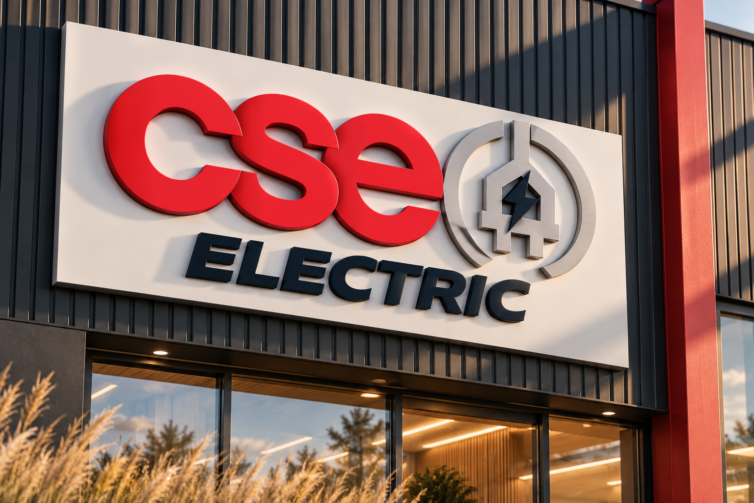 AI-generated brand concept for Current Solutions Electric: architectural signage.