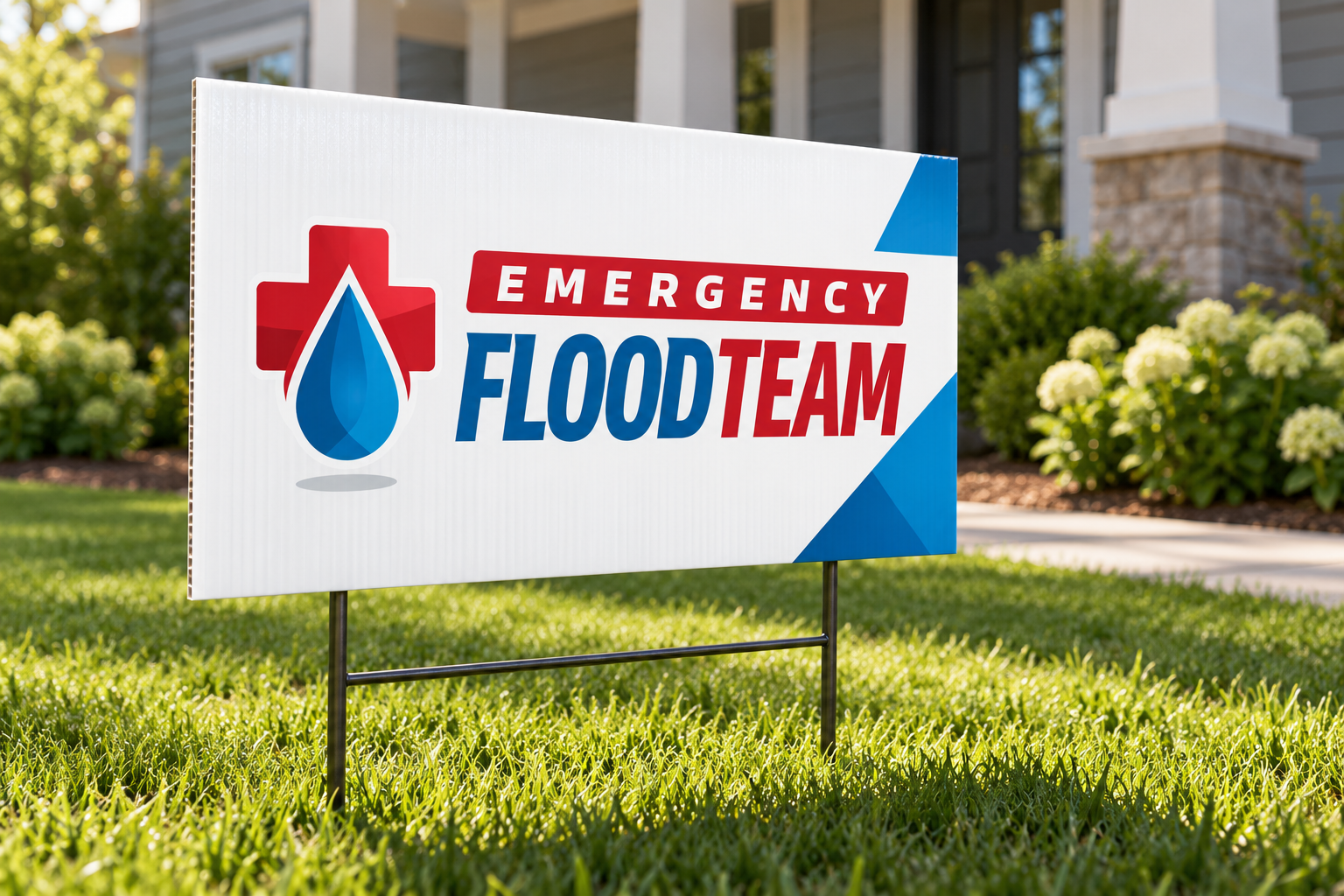AI-generated brand concept for Emergency Flood Team: yard sign.