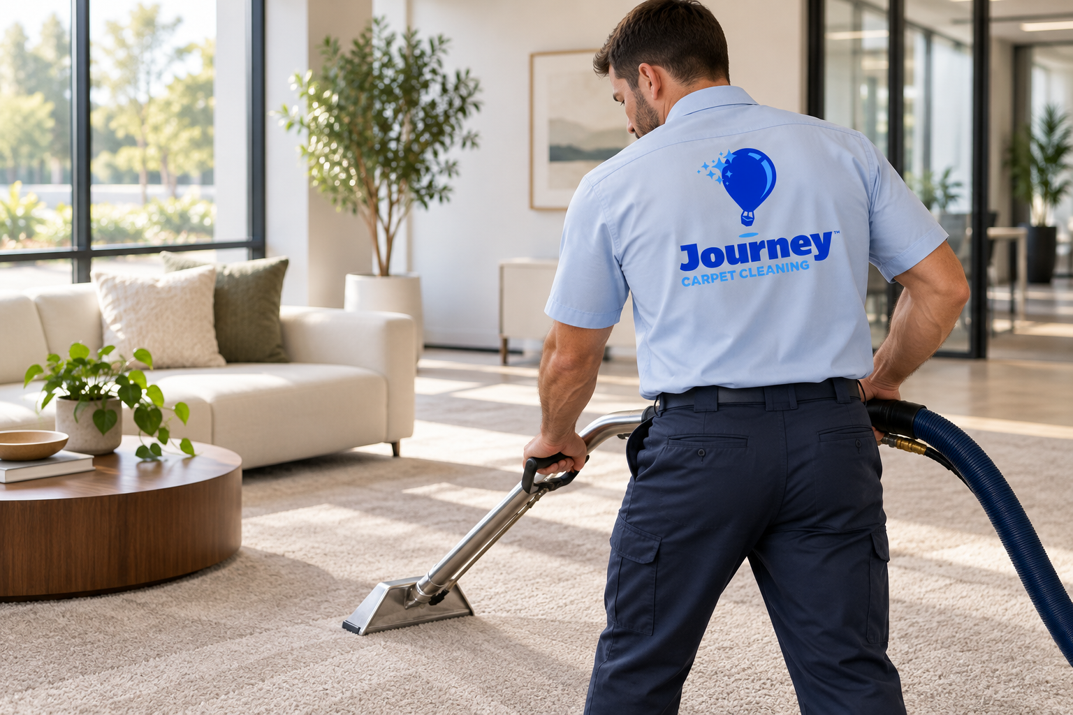 AI-generated brand concept for Journey Carpet Cleaning: cleaning lifestyle.