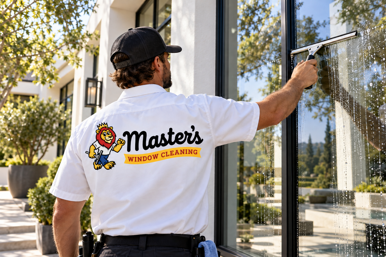 AI-generated brand concept for Master’s Window Cleaning: service lifestyle.