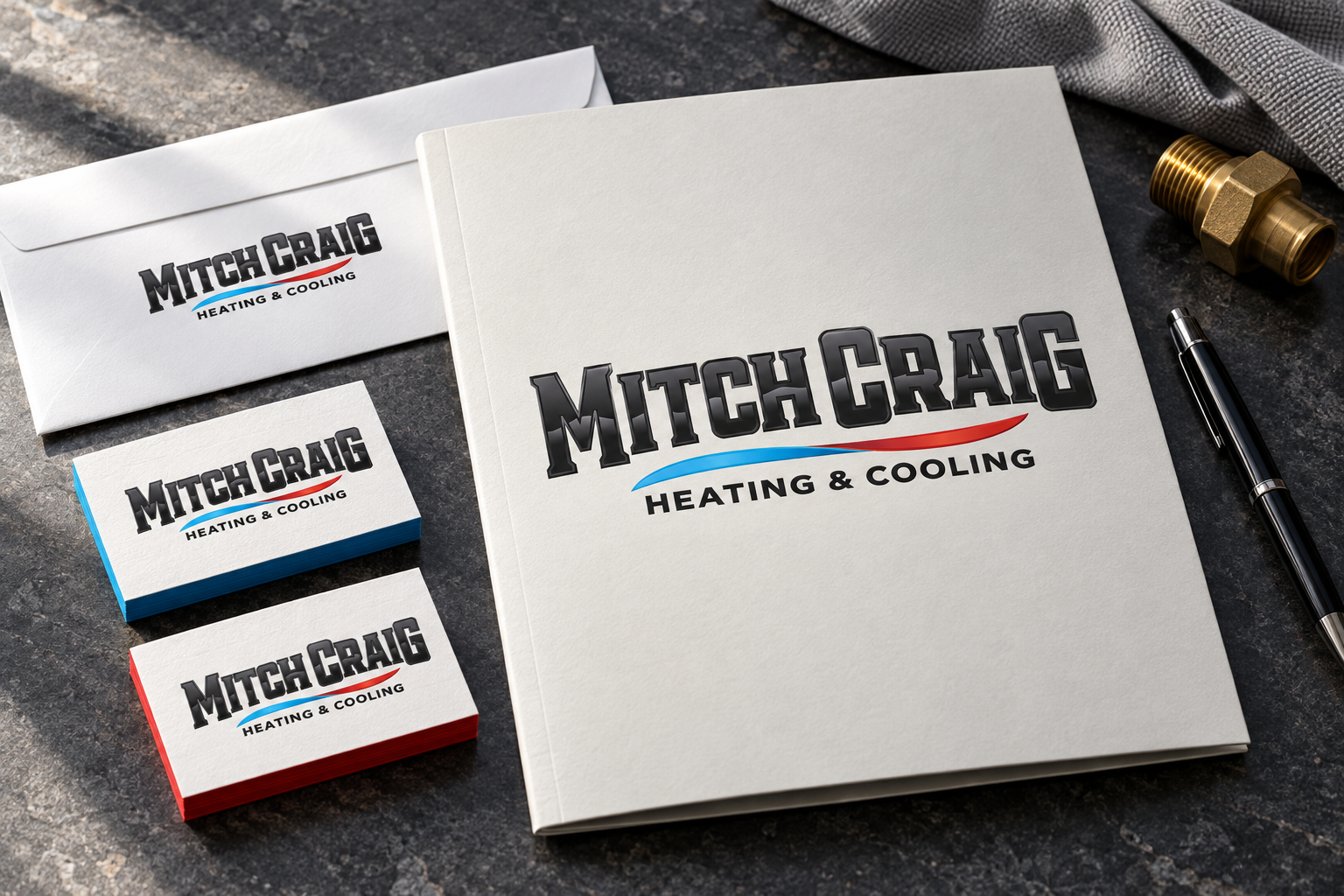 AI-generated brand concept for Mitch Craig Heating & Cooling: premium service folio.