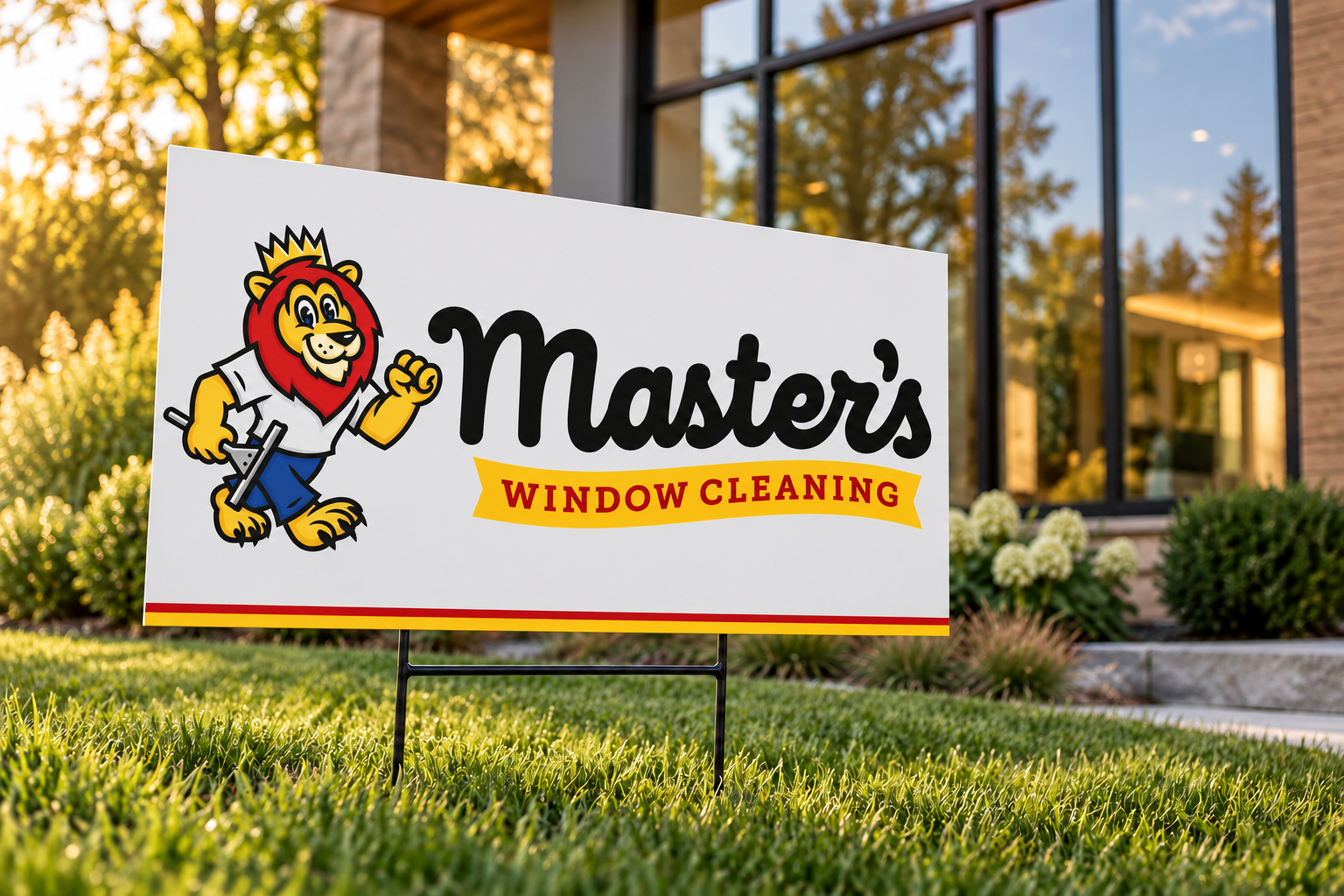 AI-generated brand concept for Master’s Window Cleaning: neighborhood sign.