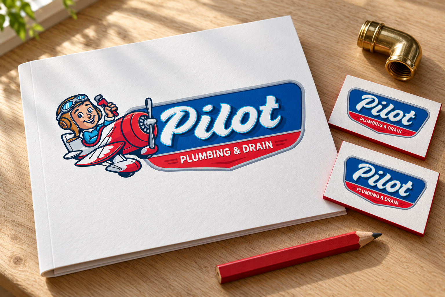 AI-generated brand concept for Pilot Plumbing & Drain: premium service pack.