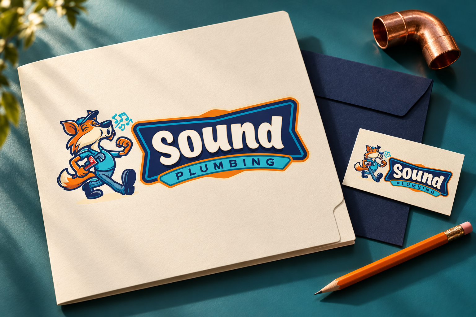 AI-generated brand concept for Sound Plumbing: customer care collateral.