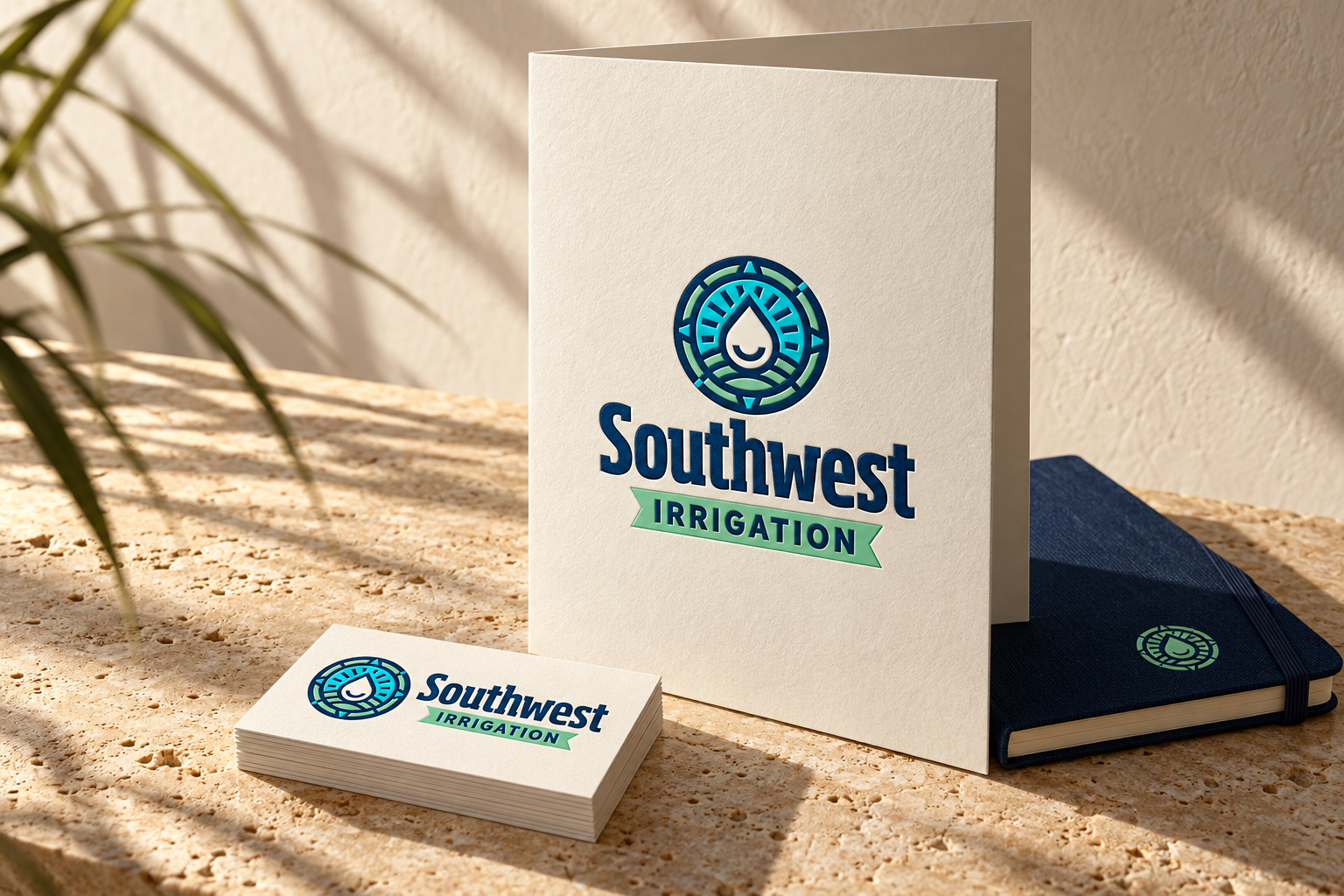 AI-generated brand concept for Southwest Irrigation: client collateral.