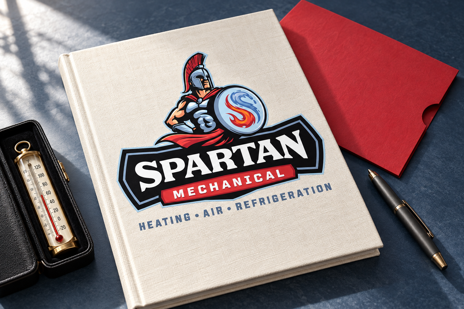 AI-generated brand concept for Spartan Mechanical: client service folio.
