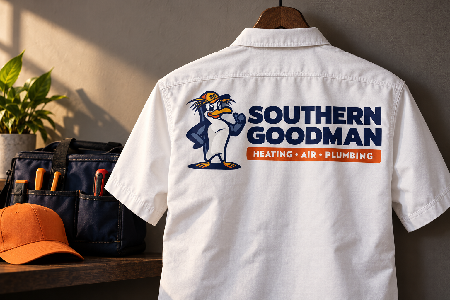 AI-generated brand concept for Southern Goodman: workwear studio.
