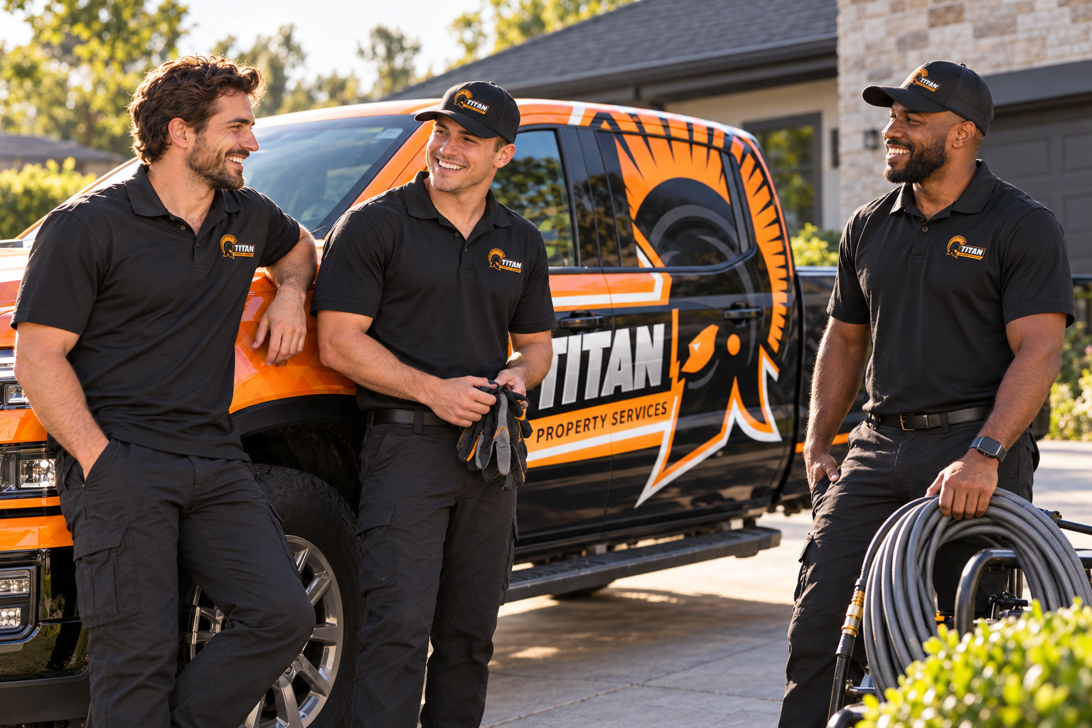 AI-generated brand concept for Titan Property Services: team lifestyle.