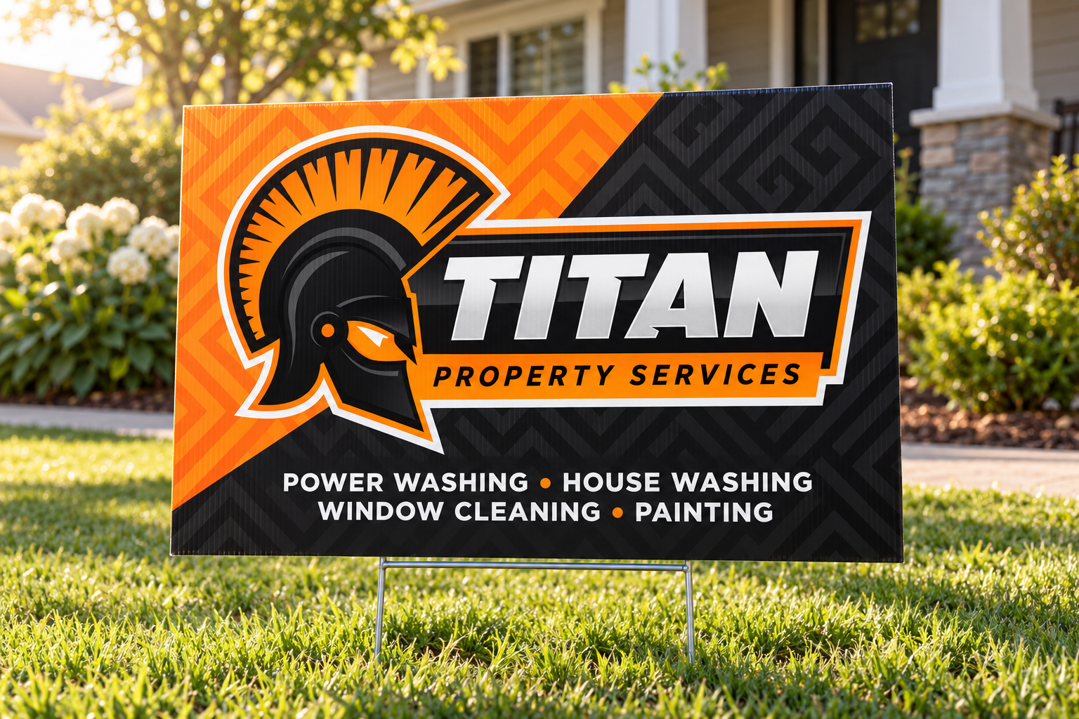 AI-generated brand concept for Titan Property Services: yard sign.