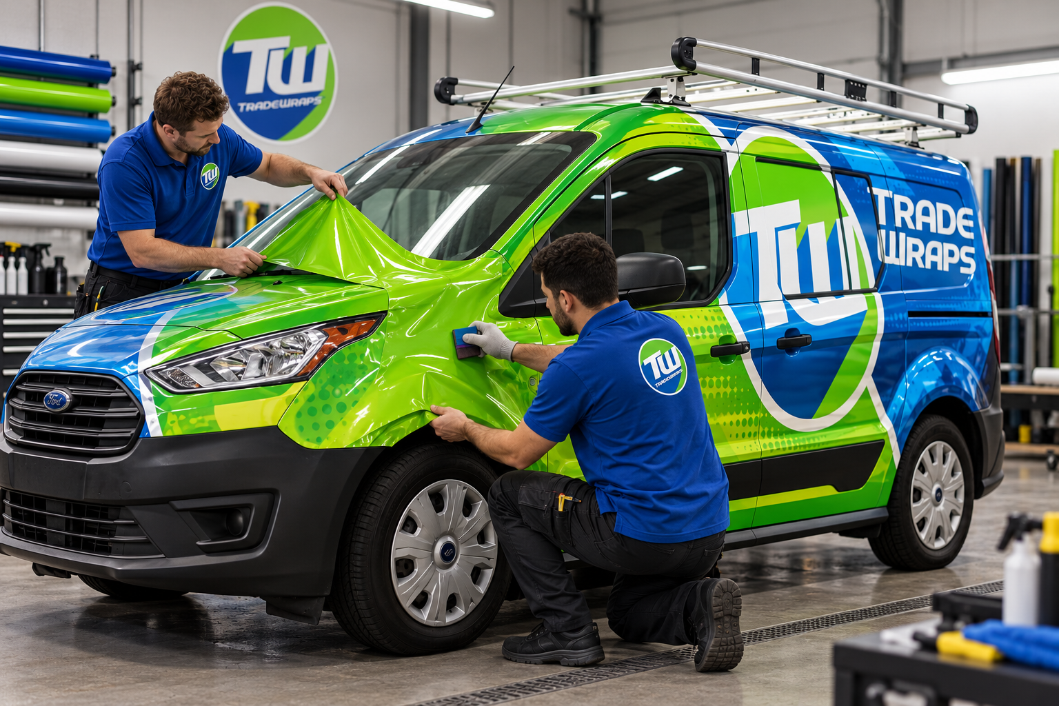 AI-generated brand concept for Trade Wraps: technician working.
