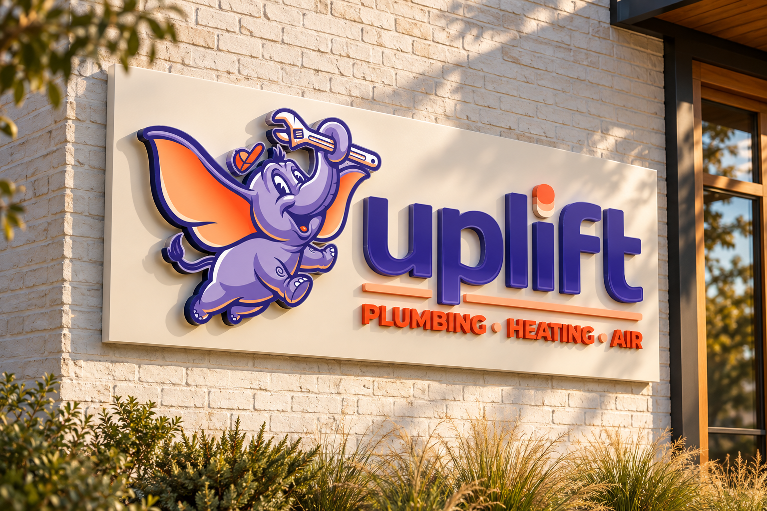 AI-generated brand concept for Uplift: service center signage.